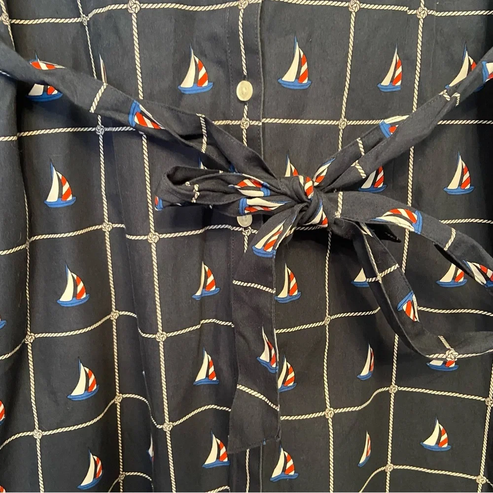 Brooks Brothers nautical sailboat button front shirtdress - Picture 3 of 7